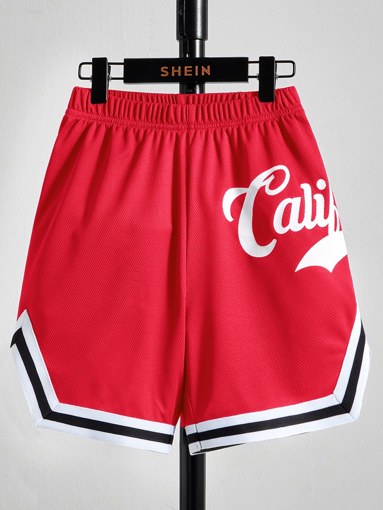 Tween Boys' Printed Letter Contrast Color Striped Sport Shorts For Summer