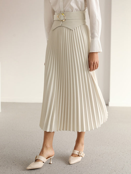 PLEATED OBI CORSET BELT SKIRT