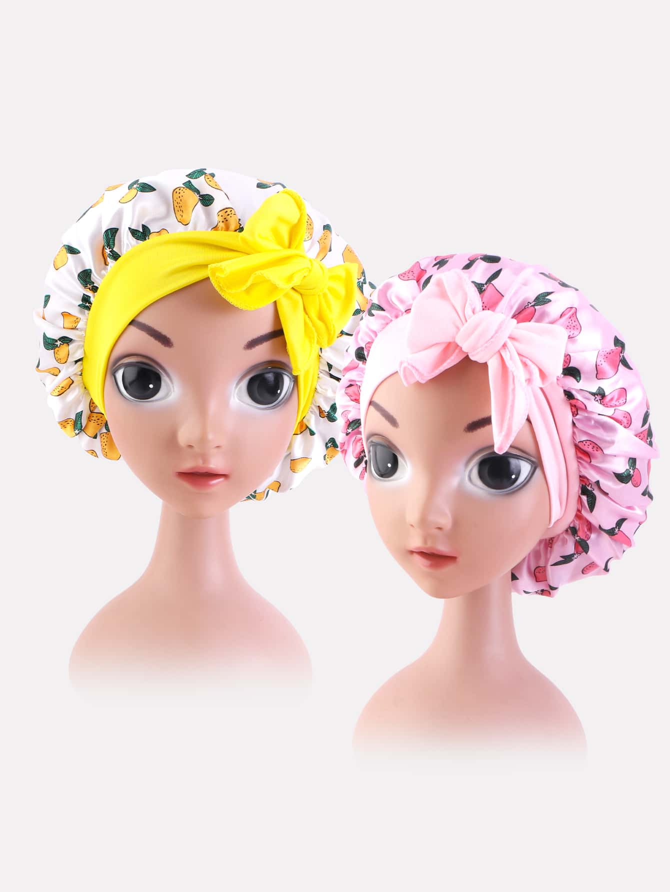 2pcs Girls Flower Print Hair Bonnet