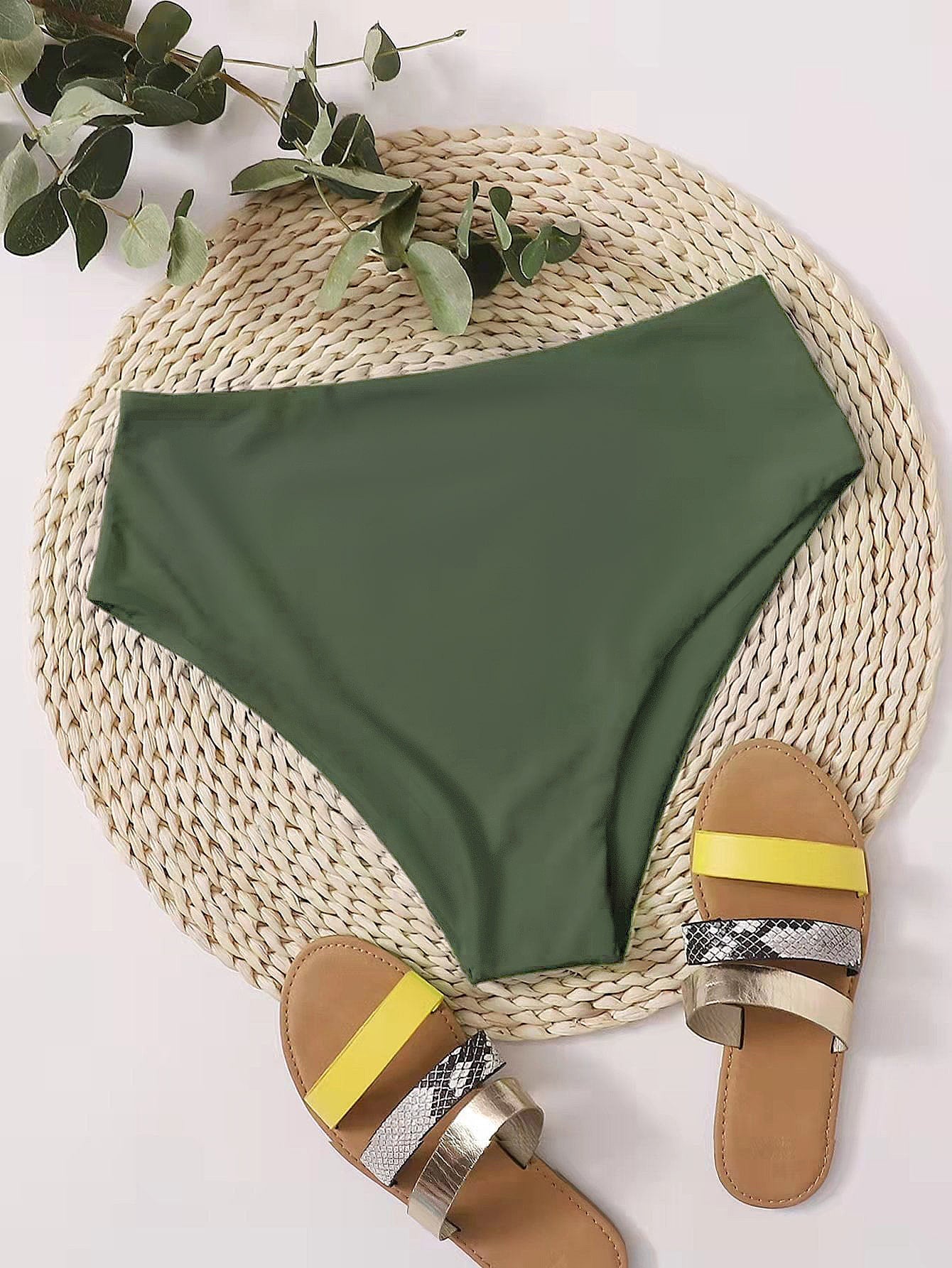 Swim Basics Summer Beach Plain High Waisted Bikini Panty