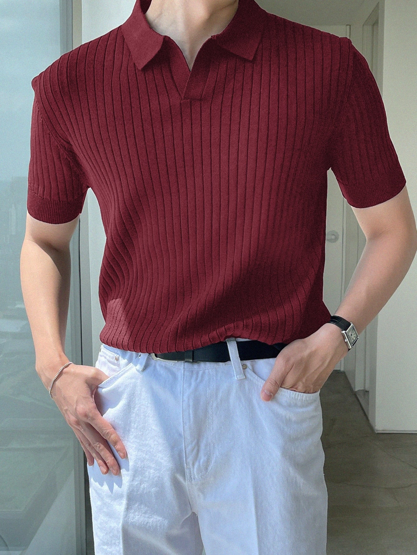 Men Ribbed Knit Top