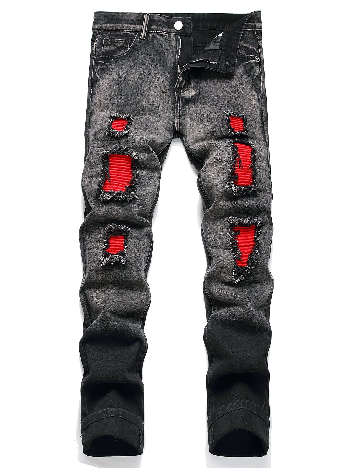 Men Cotton Ripped Frayed Jeans