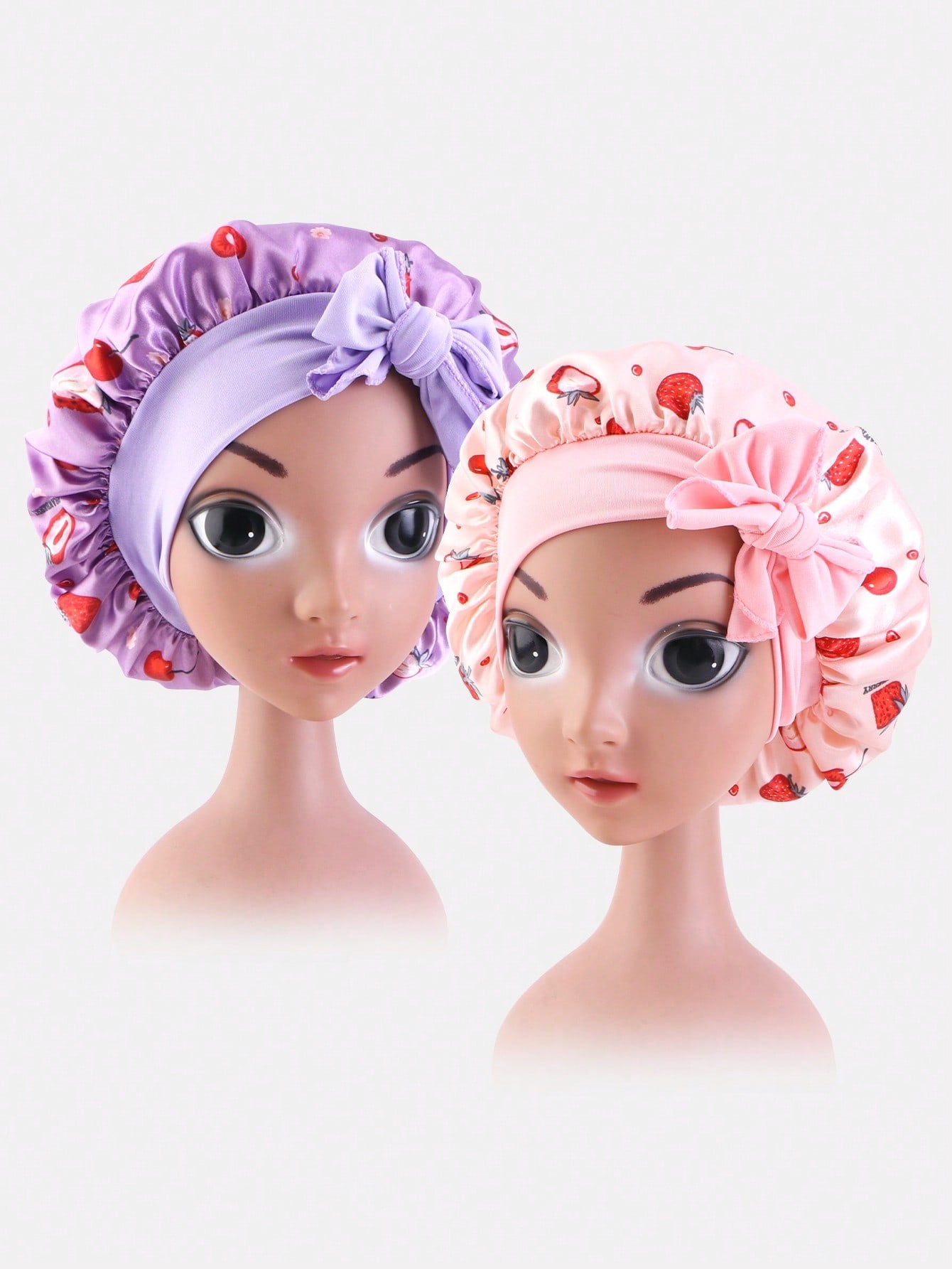 2pcs Girls Flower Print Hair Bonnet