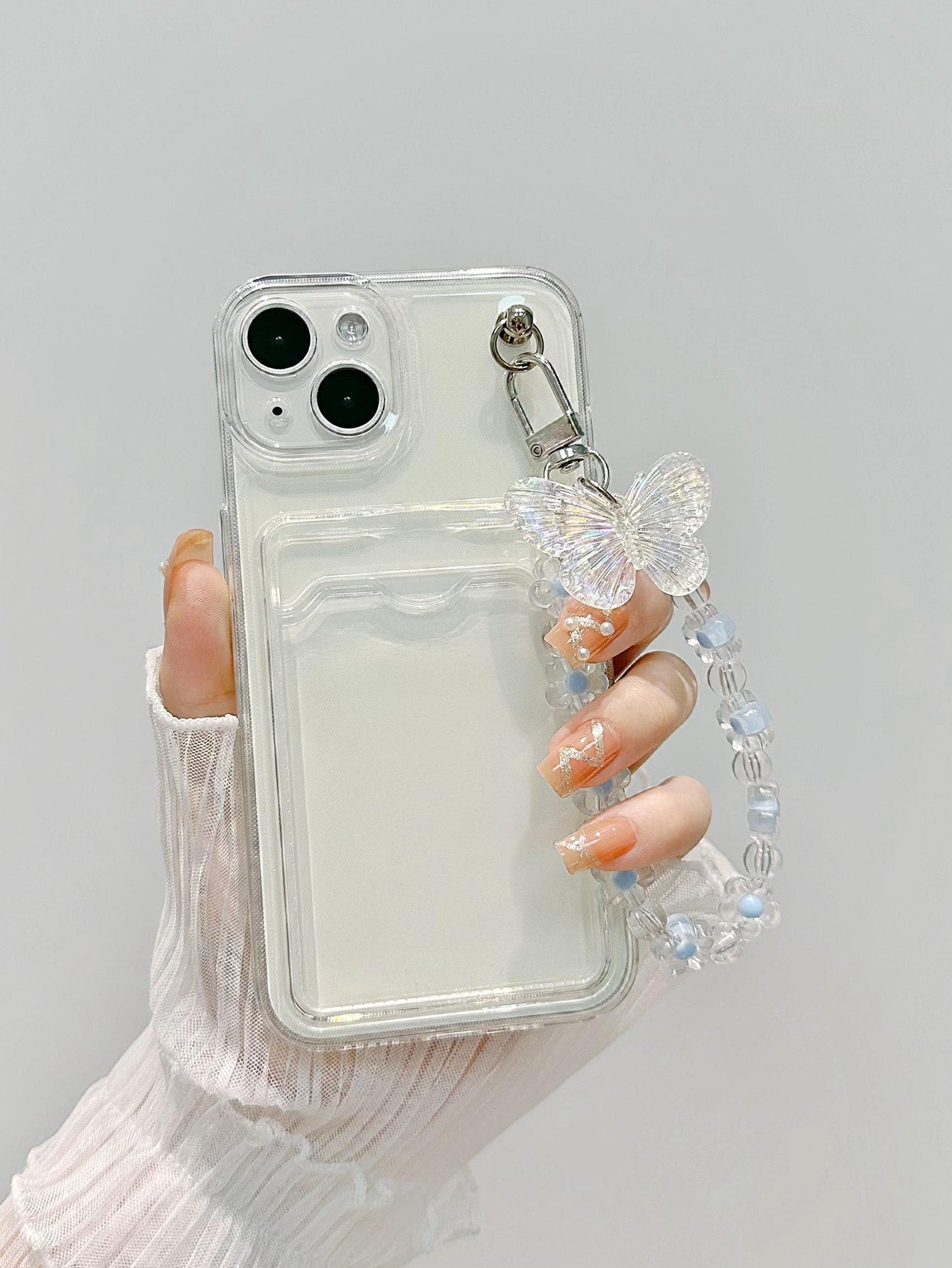 Transparent Solid Color Material Card Holder Phone Case Compatible With Iphone15/78p/Xr/Ges2max, Compatible With Apple Iphone P15/Promax/Anti-Fall P14/Thickened P13/Full Cover P12/P11, Samsung Case, Thickened Anti-Fall Tpu Soft Shell Phone Case