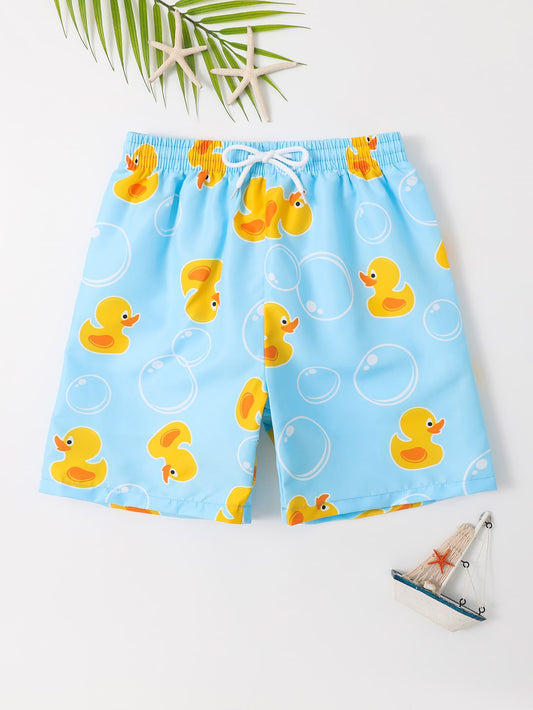 Tween Boy Cartoon Graphic Swim Shorts