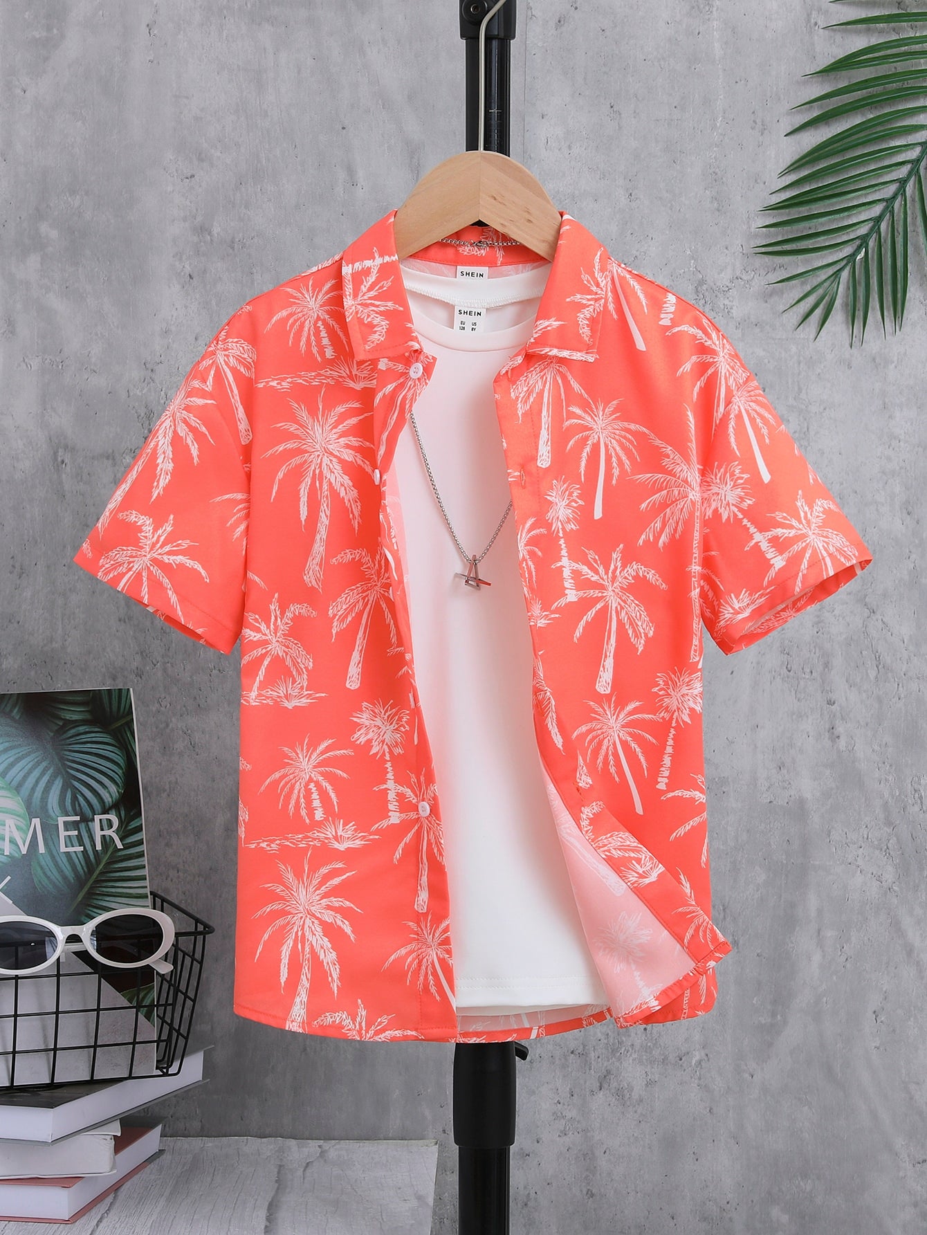 Tween Boys' Casual Comfortable Coconut Tree Pattern Shirt