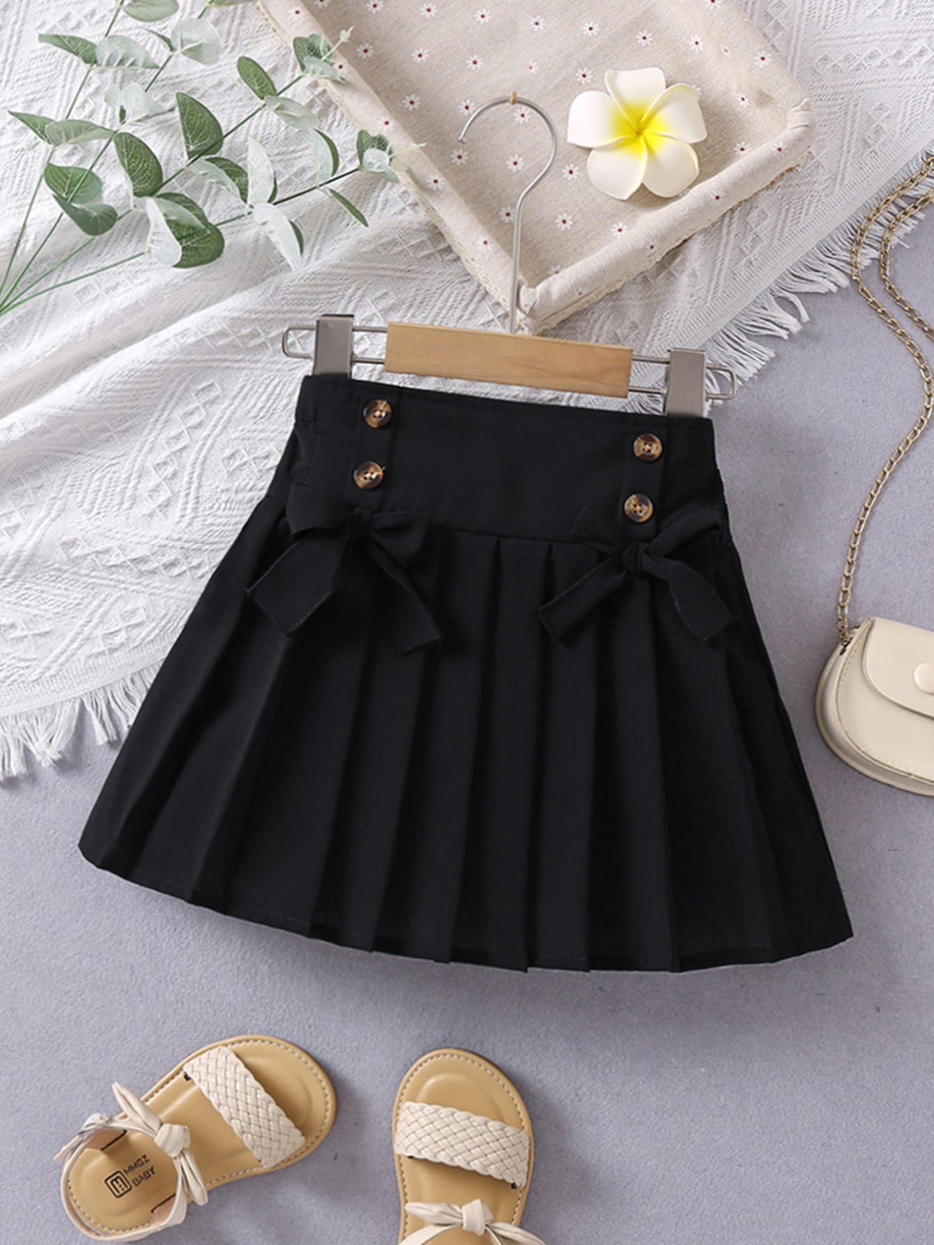 Young Girl Bow Front Pleated Skirt