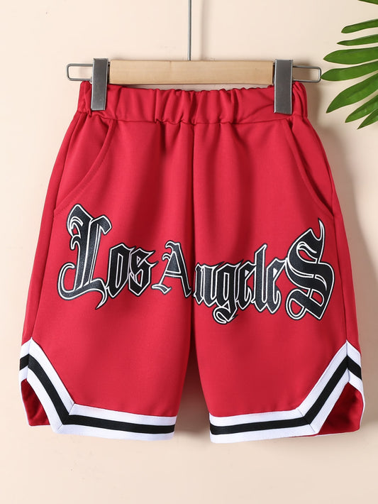 Tween Boy Letter Graphic Contrast Tape Shorts