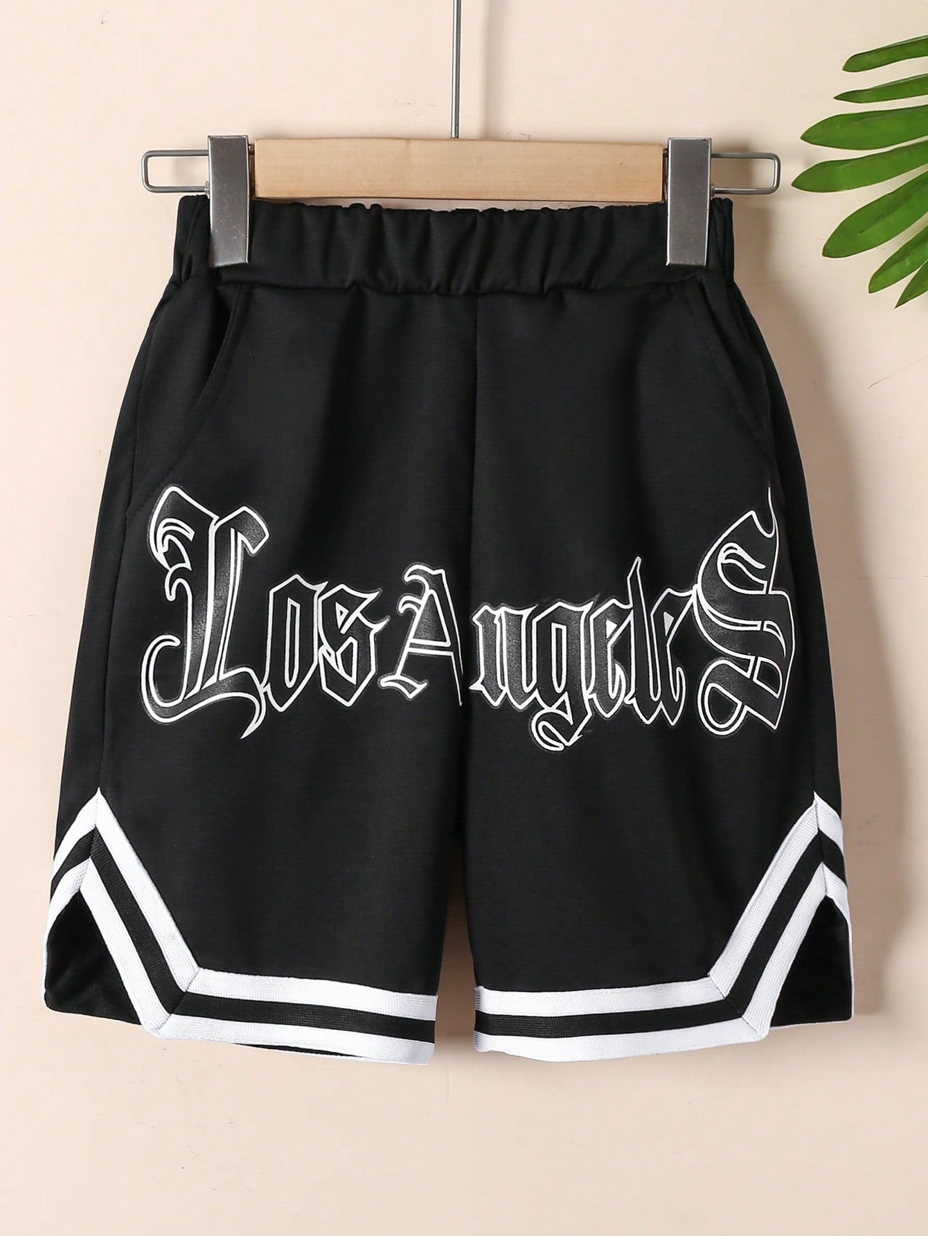 Tween Boy Letter Graphic Contrast Tape Shorts