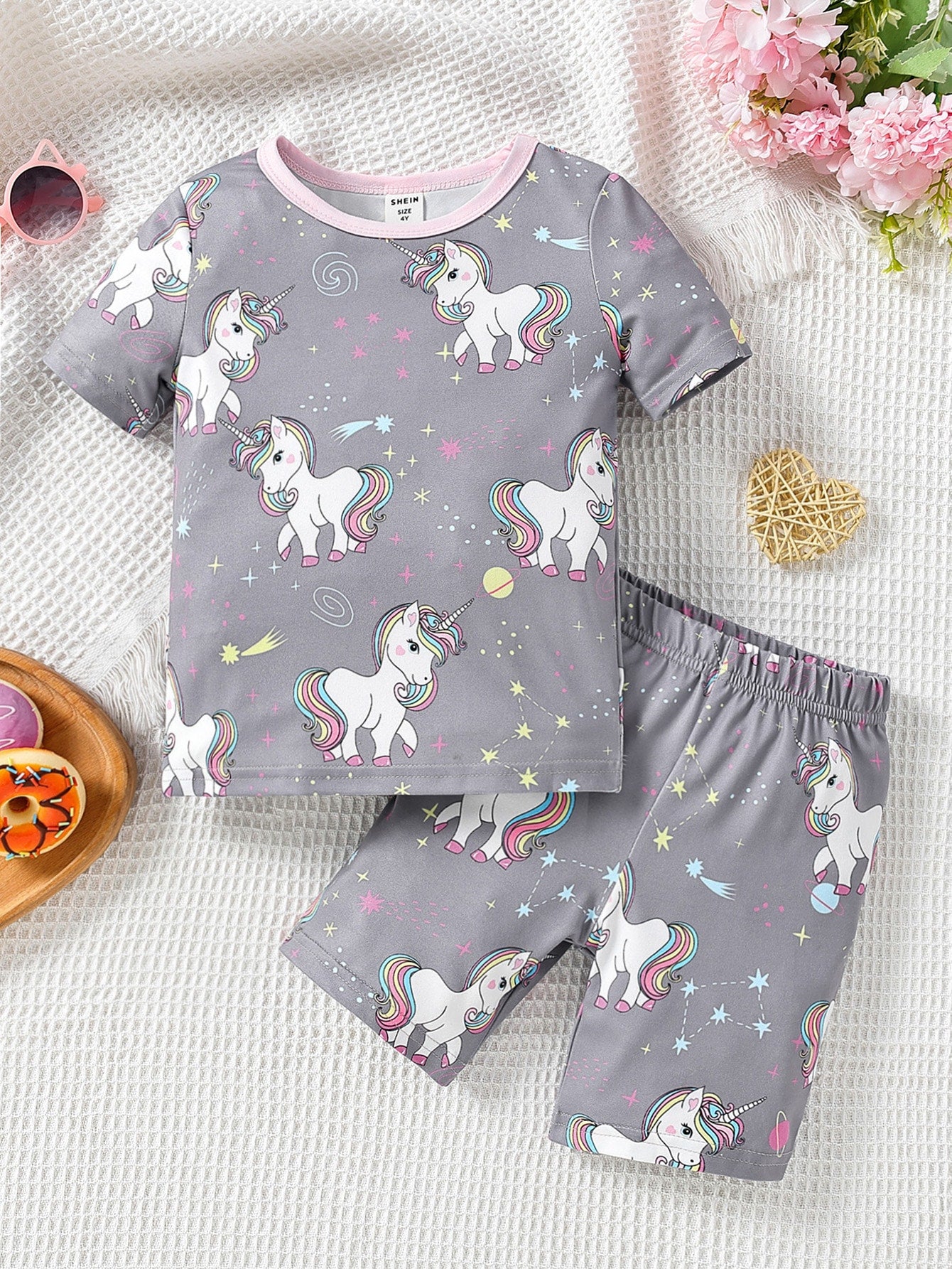 Young Girl Unicorn Print Snug Fit PJ Set