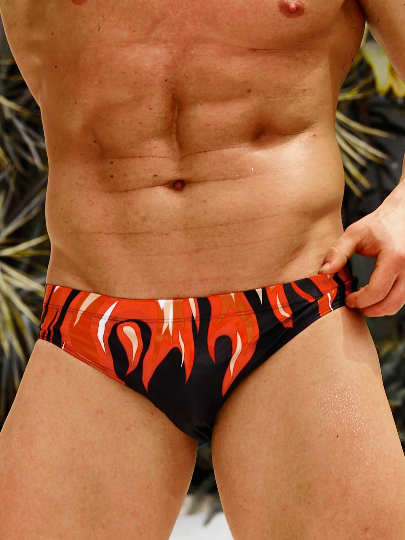 Men Fire Print Swim Brief