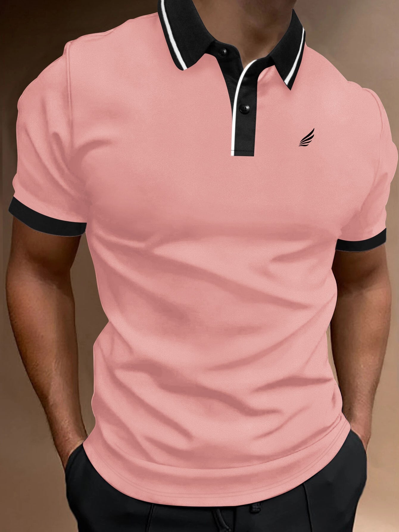 Men Contrast Trim Polo Shirt