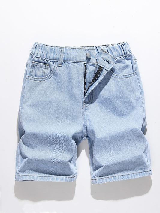 Summer All-Match Loose Straight Comfortable Denim Shorts For Tween Boys