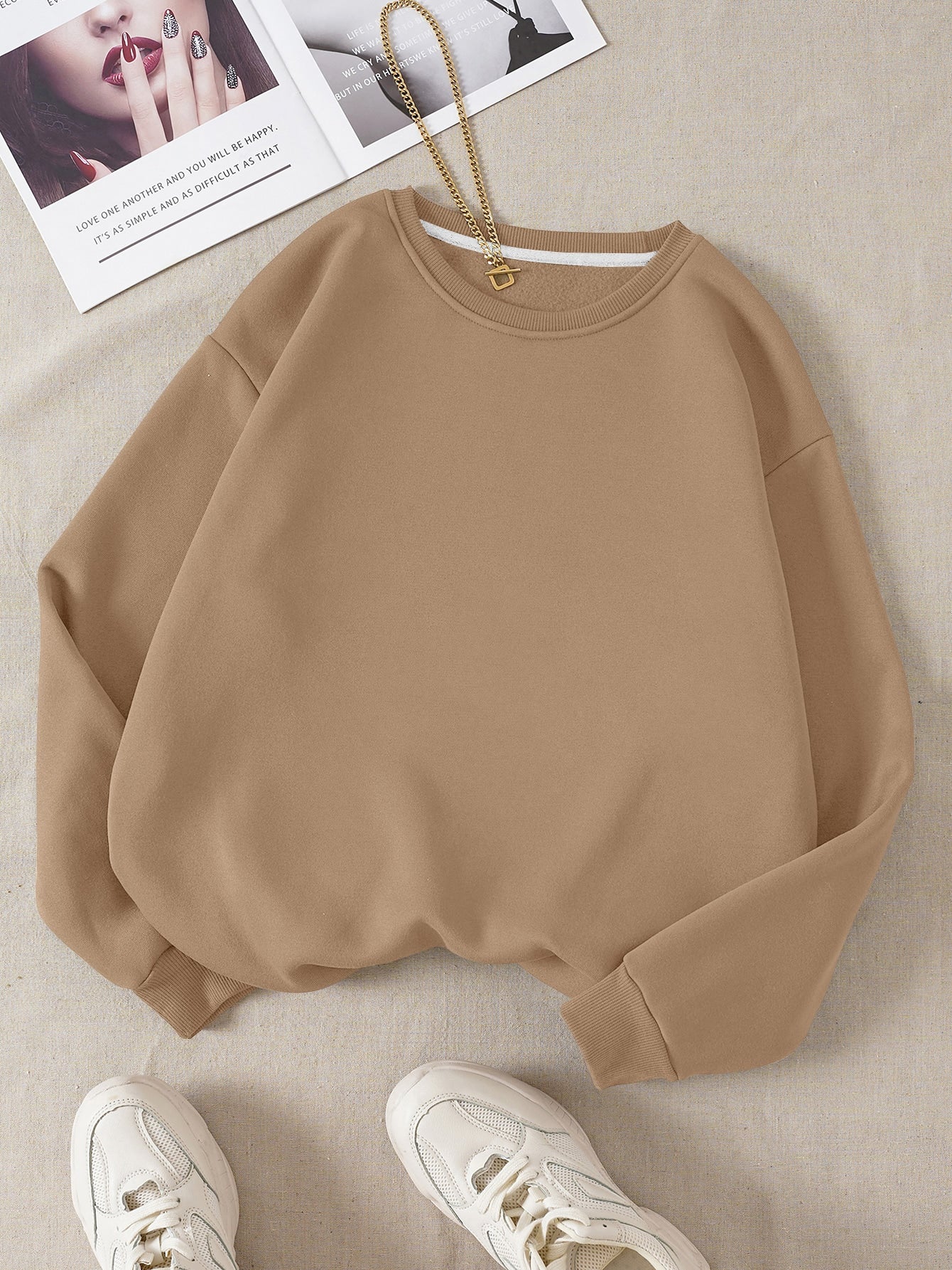 Solid Thermal Lined Sweatshirt