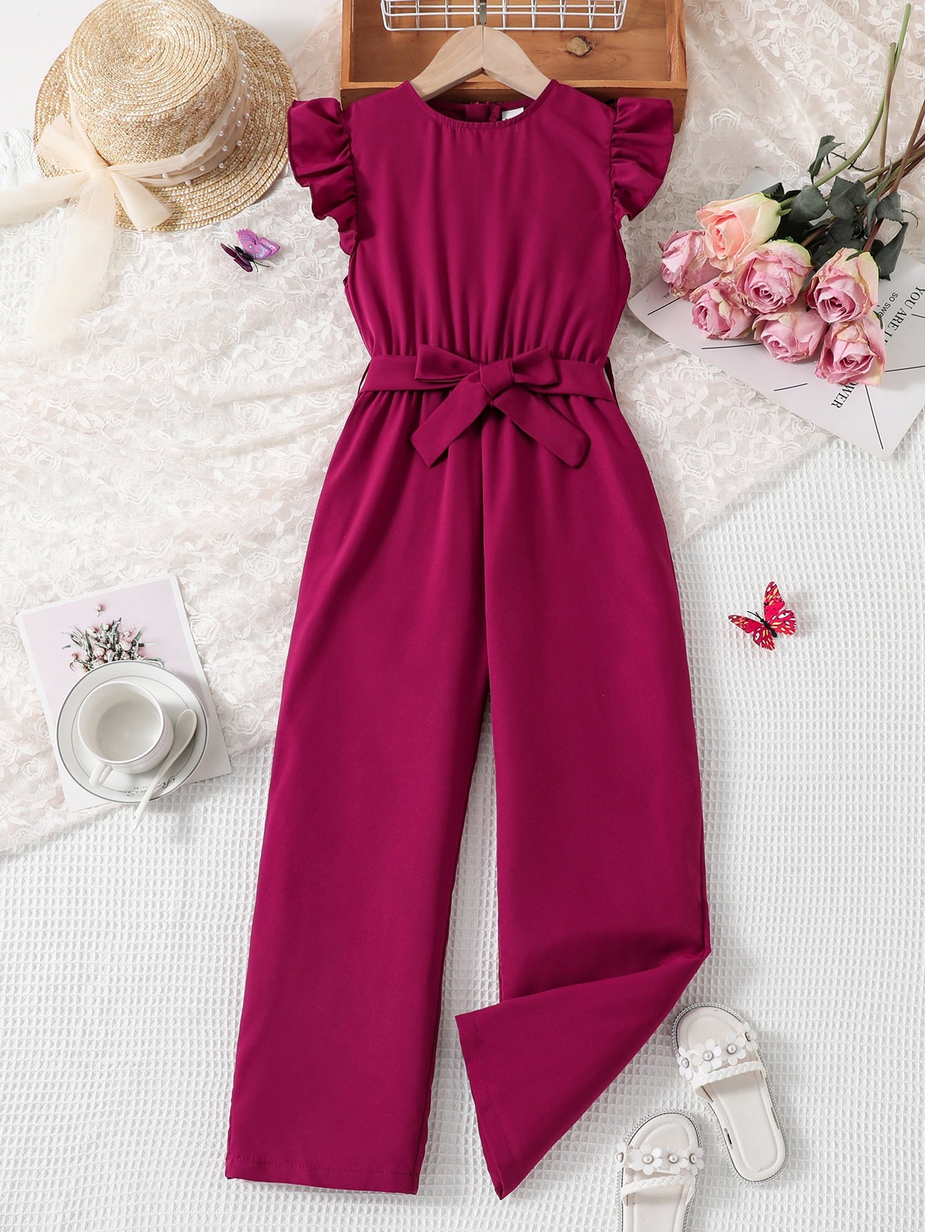 Tween Girl Ruffle Trim Jumpsuit