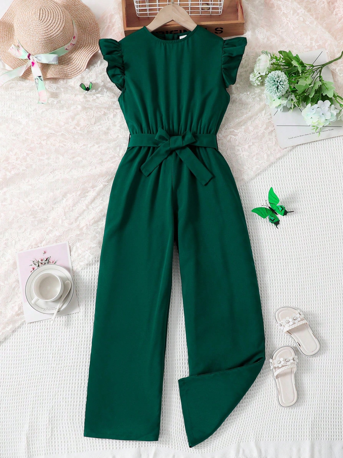 Tween Girl Ruffle Trim Jumpsuit