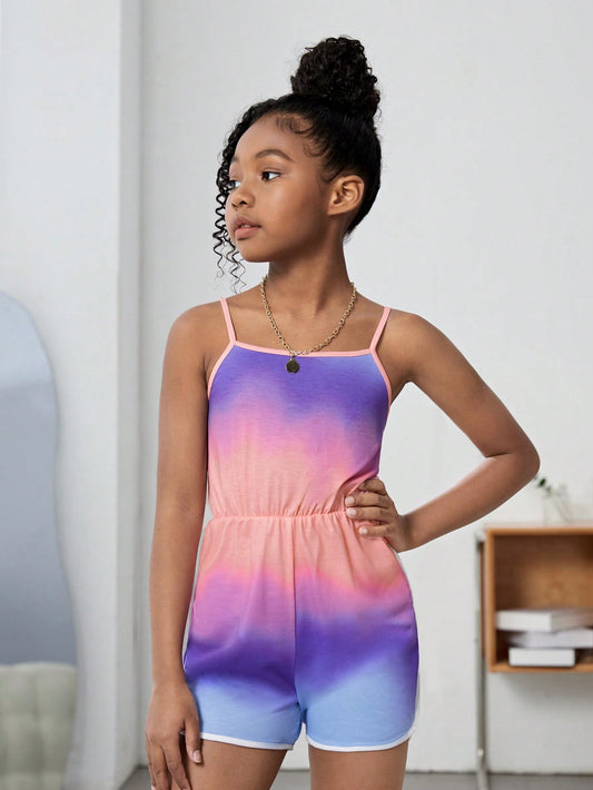 Tween Girl Ombre Contrast Binding Cami Romper