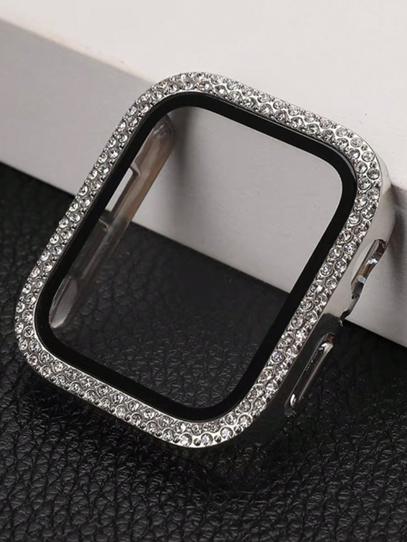 2 In 1 Rhinestone Decor Watch Case & Screen Protector Compatible With Apple Watch