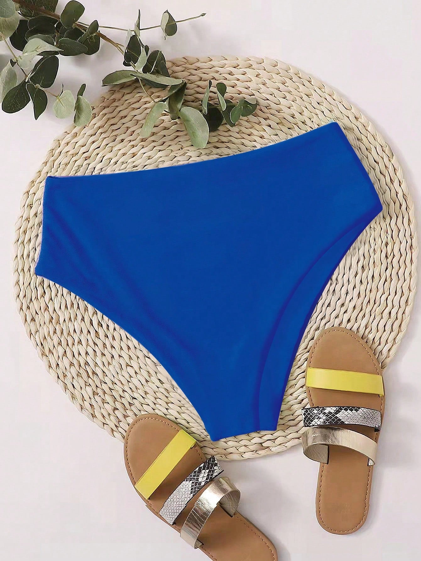 Swim Basics Summer Beach Plain High Waisted Bikini Panty