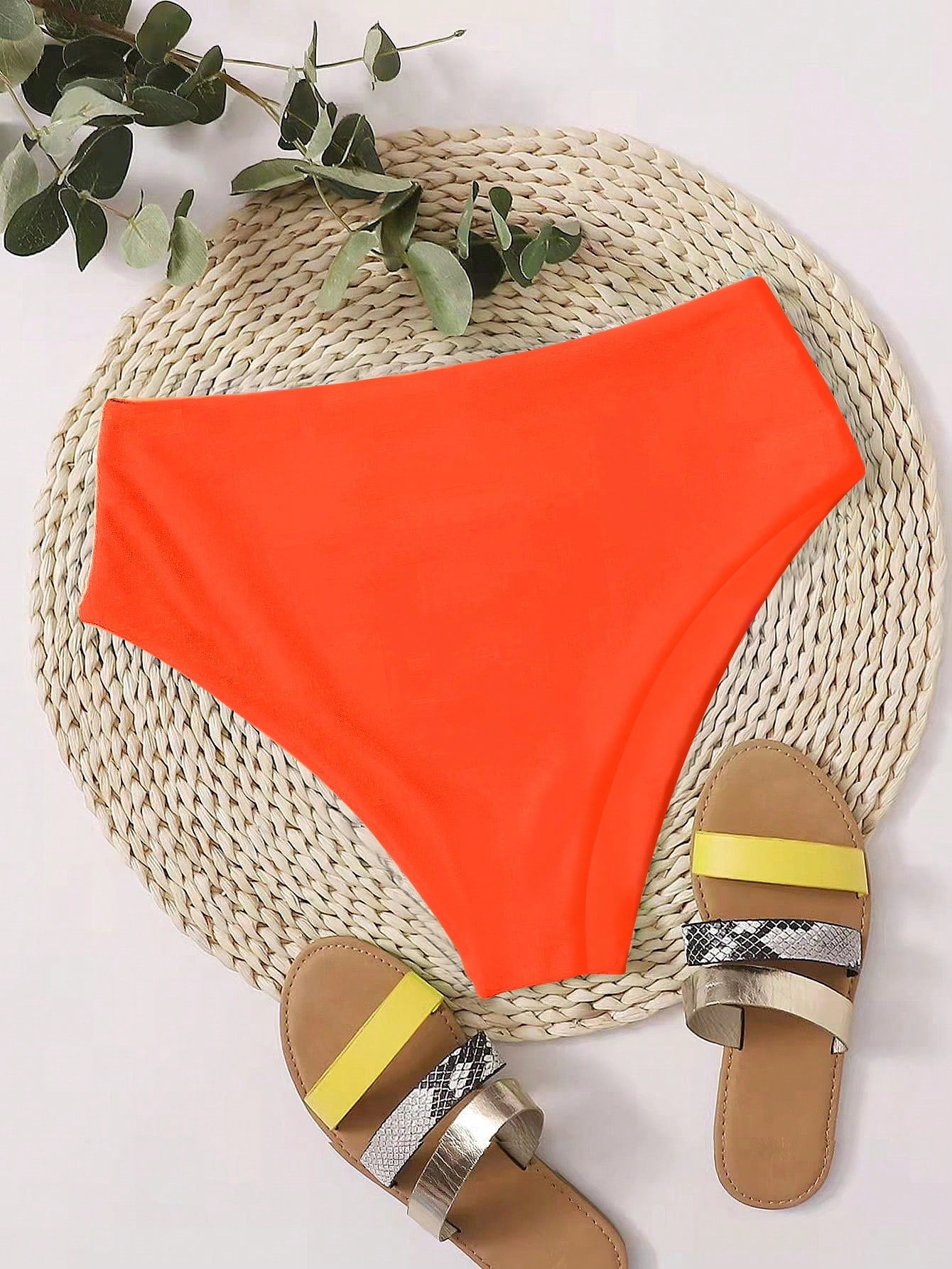 Swim Basics Summer Beach Plain High Waisted Bikini Panty