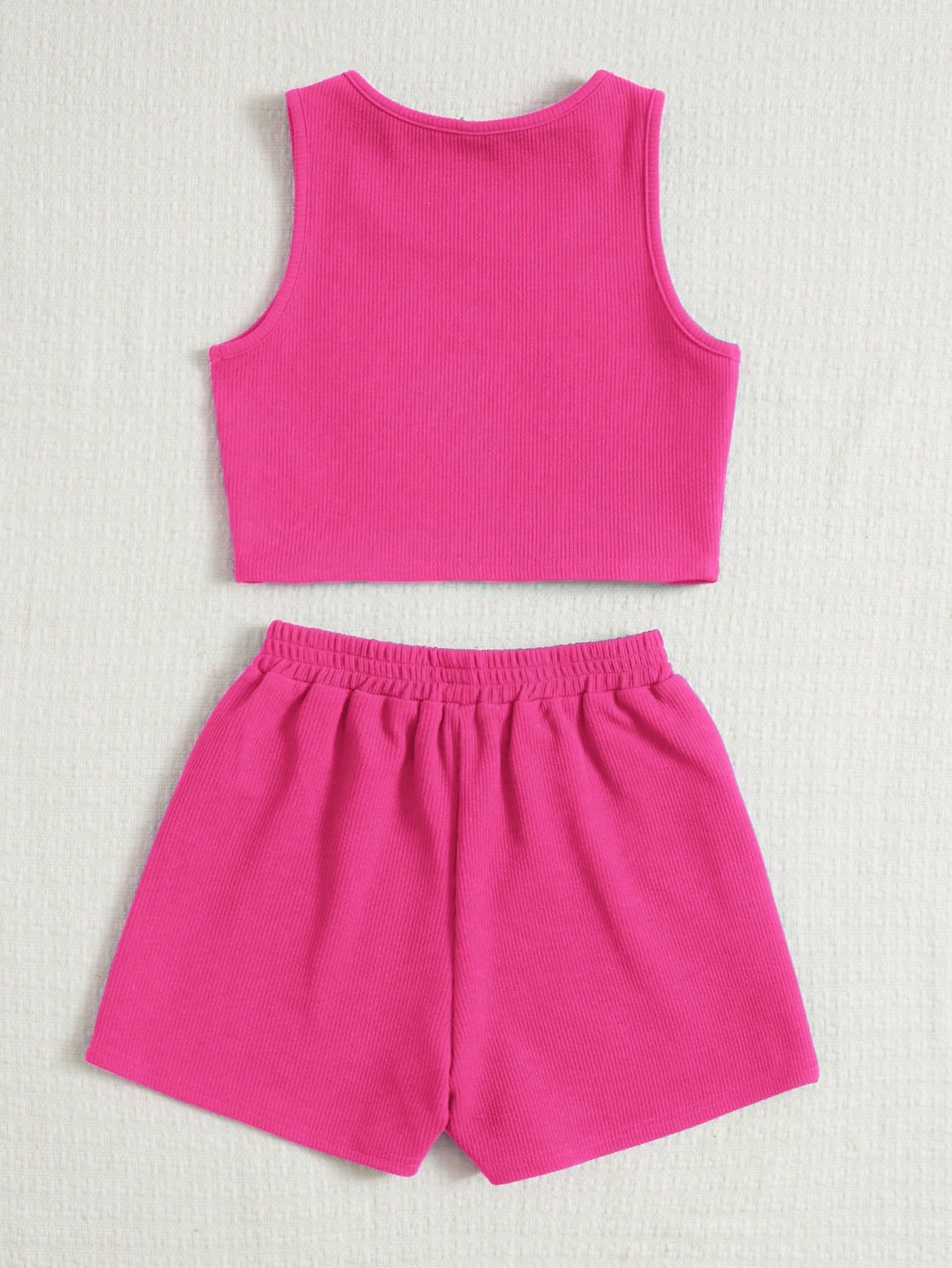 Tween Girl Solid Tank Top & Drawstring Waist Shorts