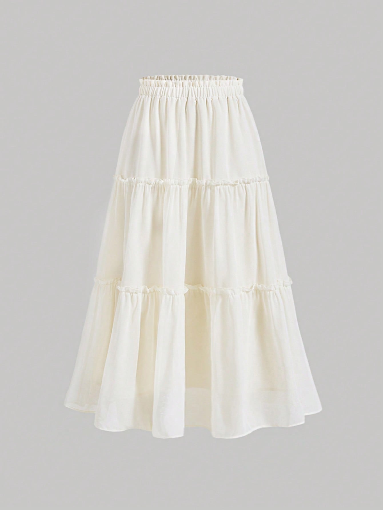 Ruffle Skirt Boho Long Skirt Break Solid Frill Trim Ruffle Hem Skirt