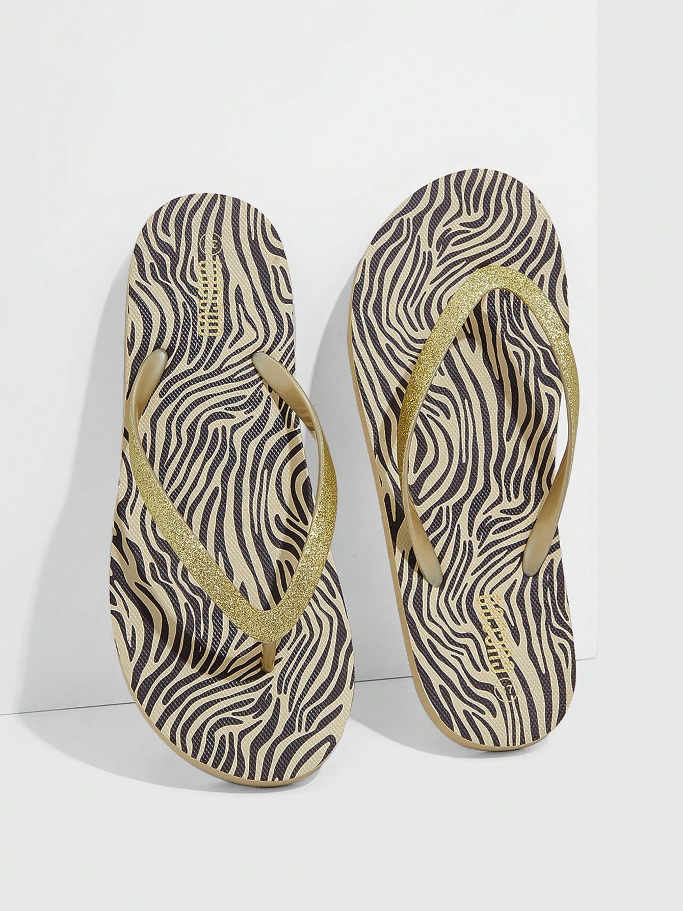 Woman Shoes Zebra Pattern Toe Post Flip-Flops, Fashion Outdoor PVC Flip Flops For Summer Vacation Shoes Summer Sale