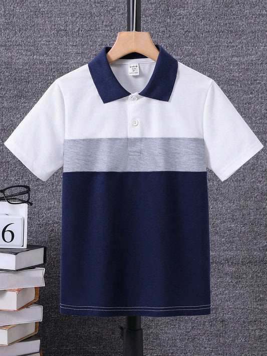 Tween Boy Color Block Polo Shirt