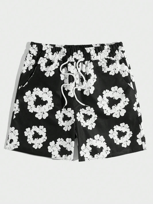 Street Life Men Floral Print Drawstring Waist Shorts