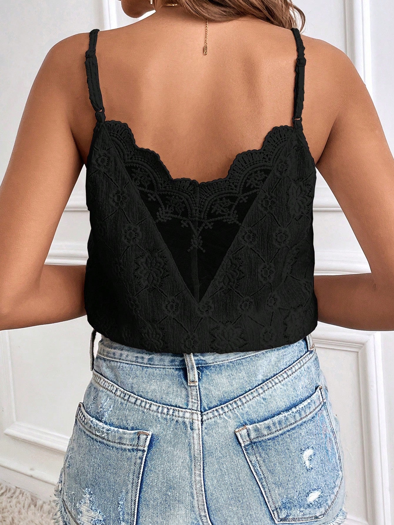 Frenchy Scallop Trim Lace Cami Top