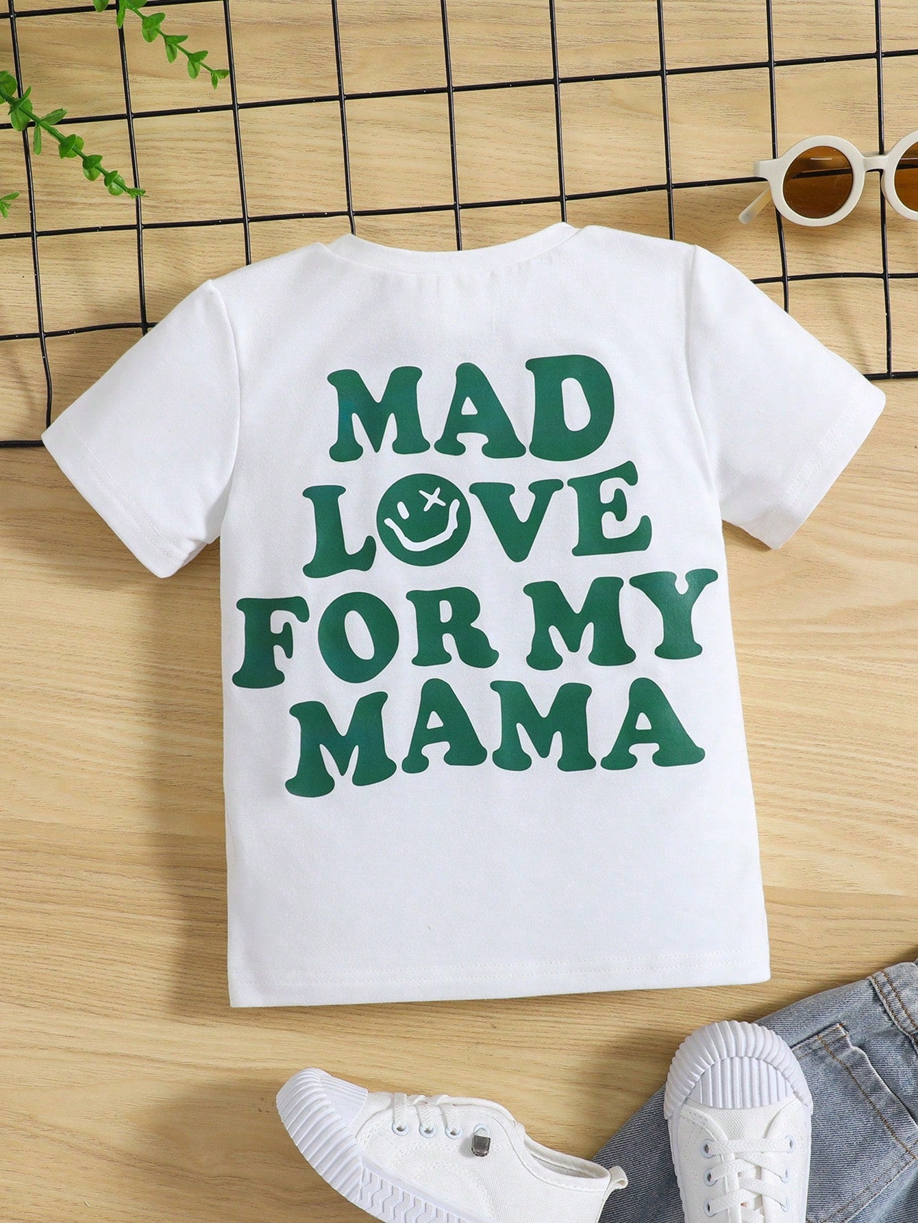 Boys' Loose And Comfortable T-Shirt With Parent-Child Slogan Expressing Love To Mom, Cute Style, Suitable For School, Parties, Outdoor And Sports, For Boys Aged 4-7