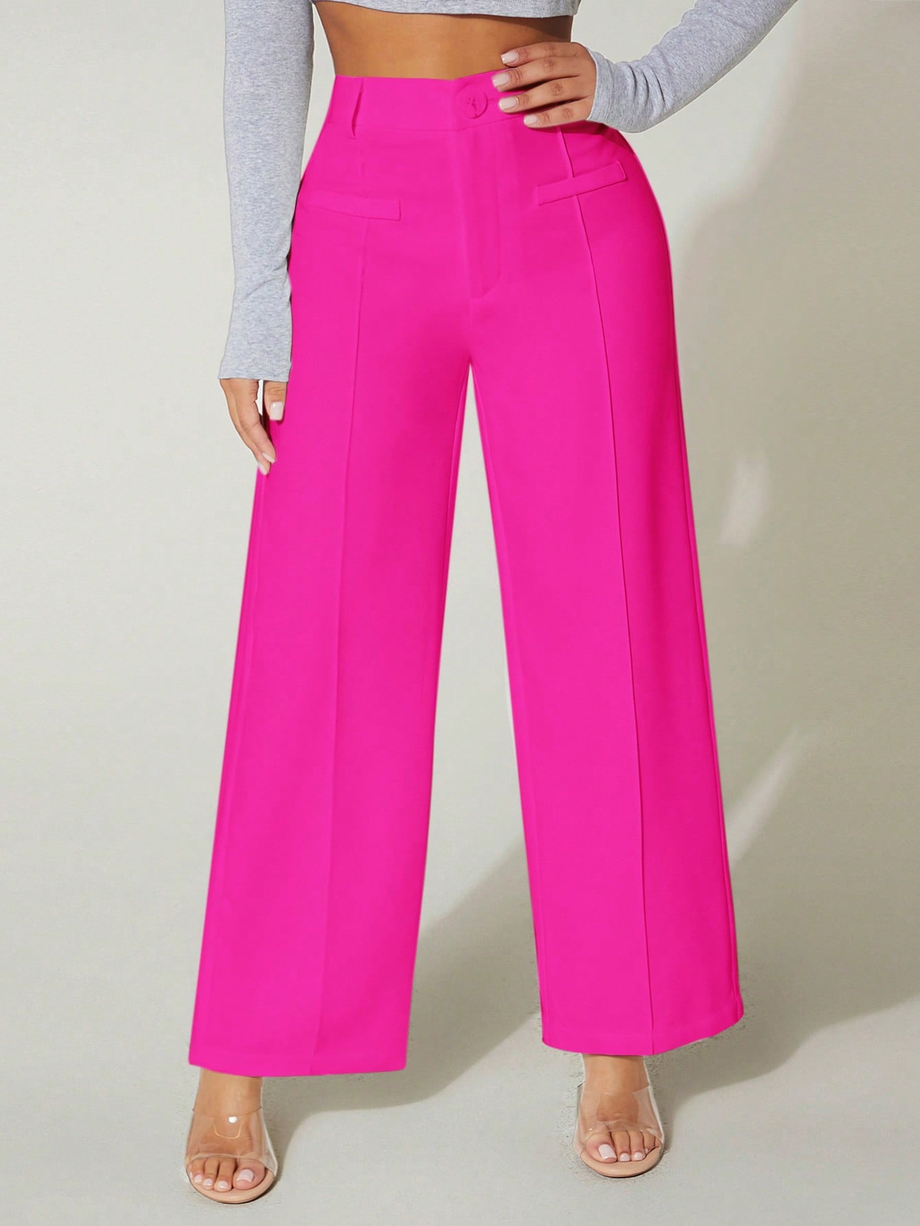 PETITE Solid Wide Leg Summer Pants