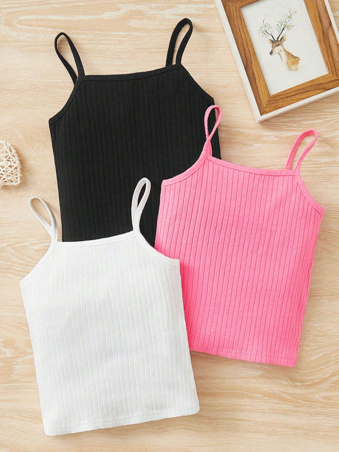 Young Girls' Casual Comfortable Cute Solid Color Tank Top