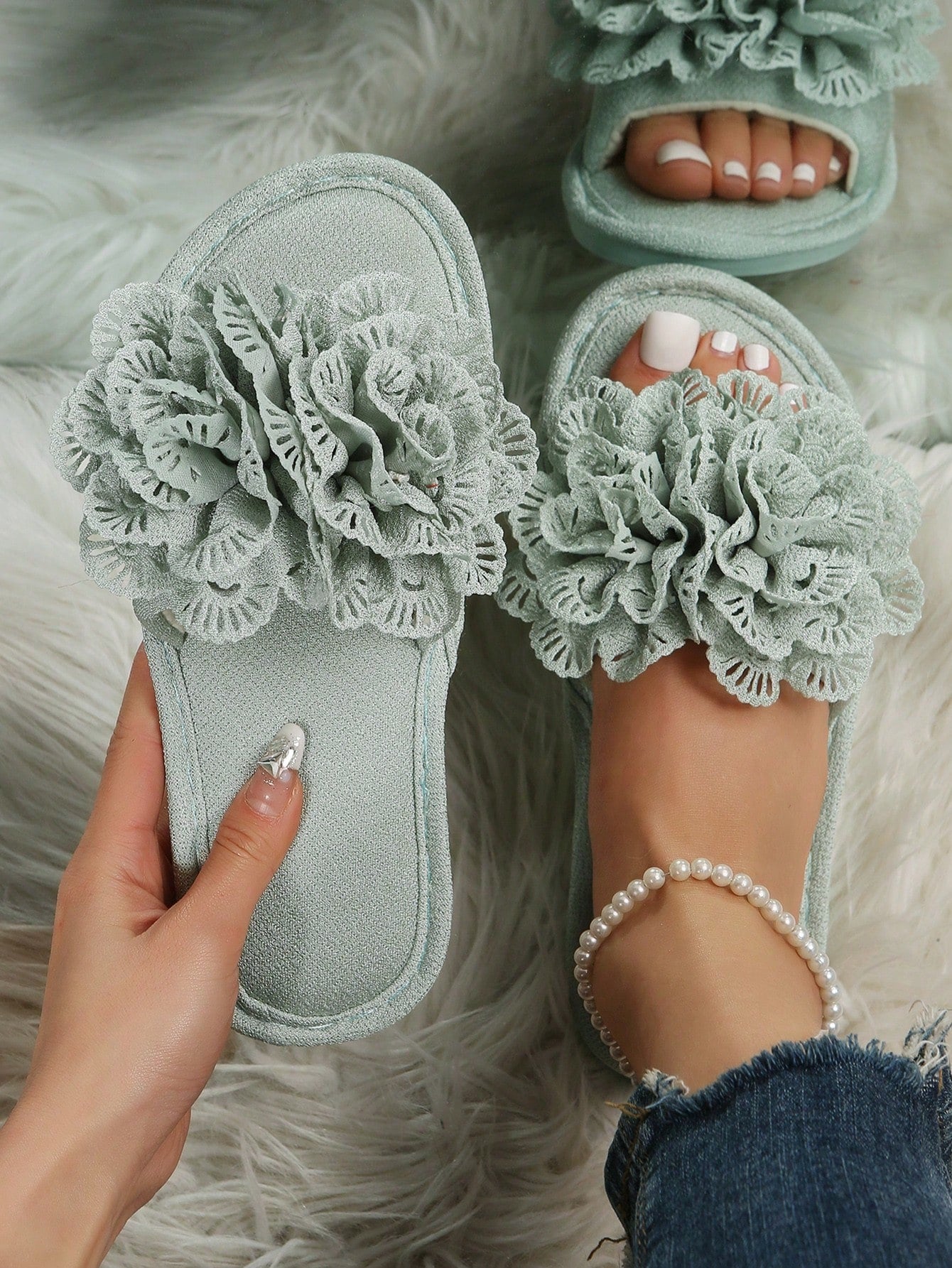 Flower Decor Novelty Slippers