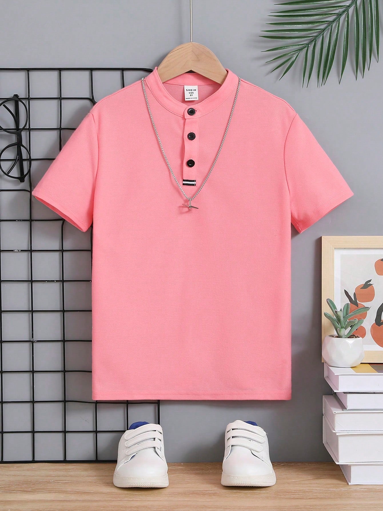 Tween Boy Summer Casual Solid Color Knitted Polo Shirt With Collar,