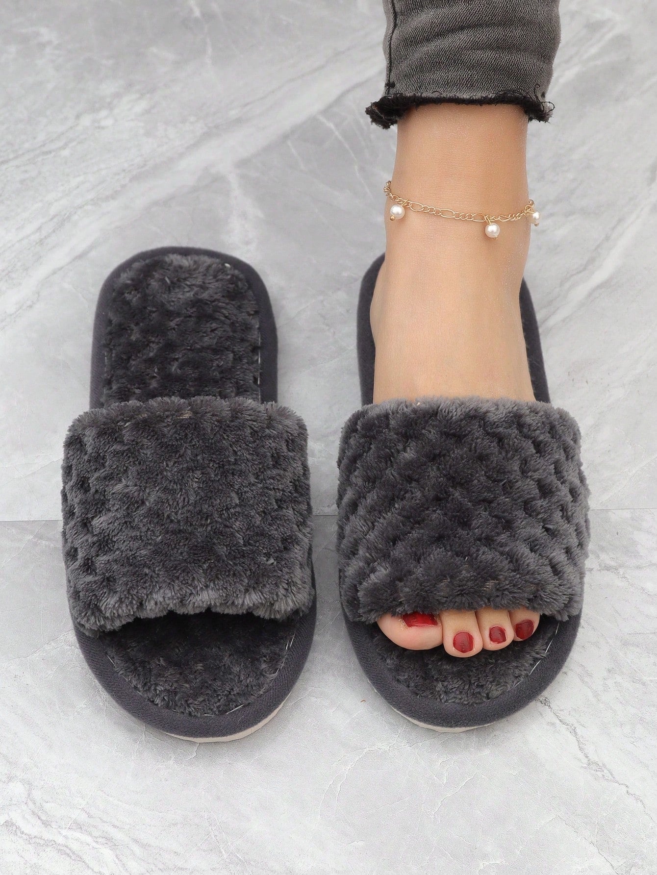 Women Minimalist Fuzzy Home Slippers, Fashion Indoor Bedroom Slippers