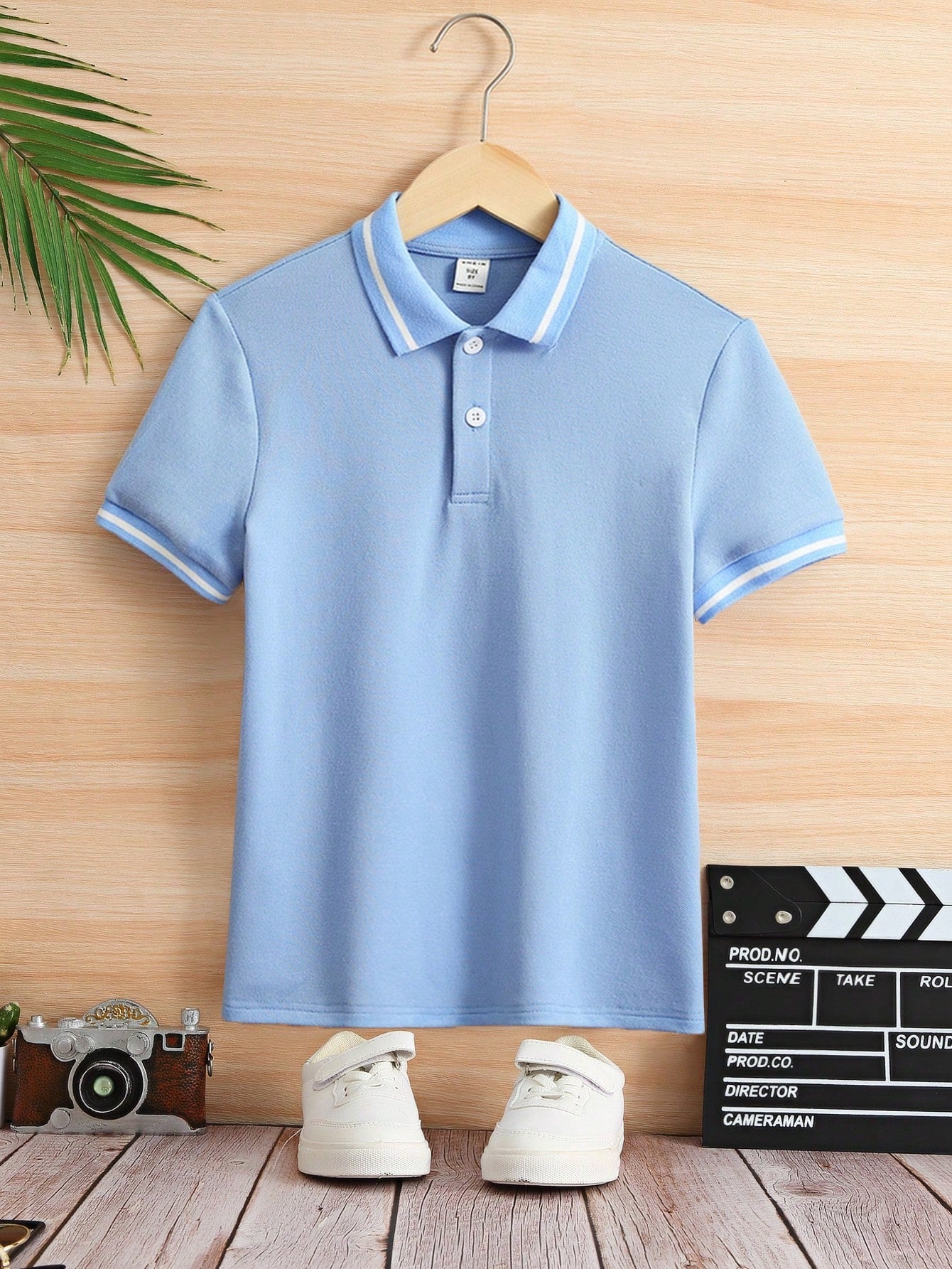 Tween Boy's Solid Color Knitted Short Sleeve Polo Shirt With Collar