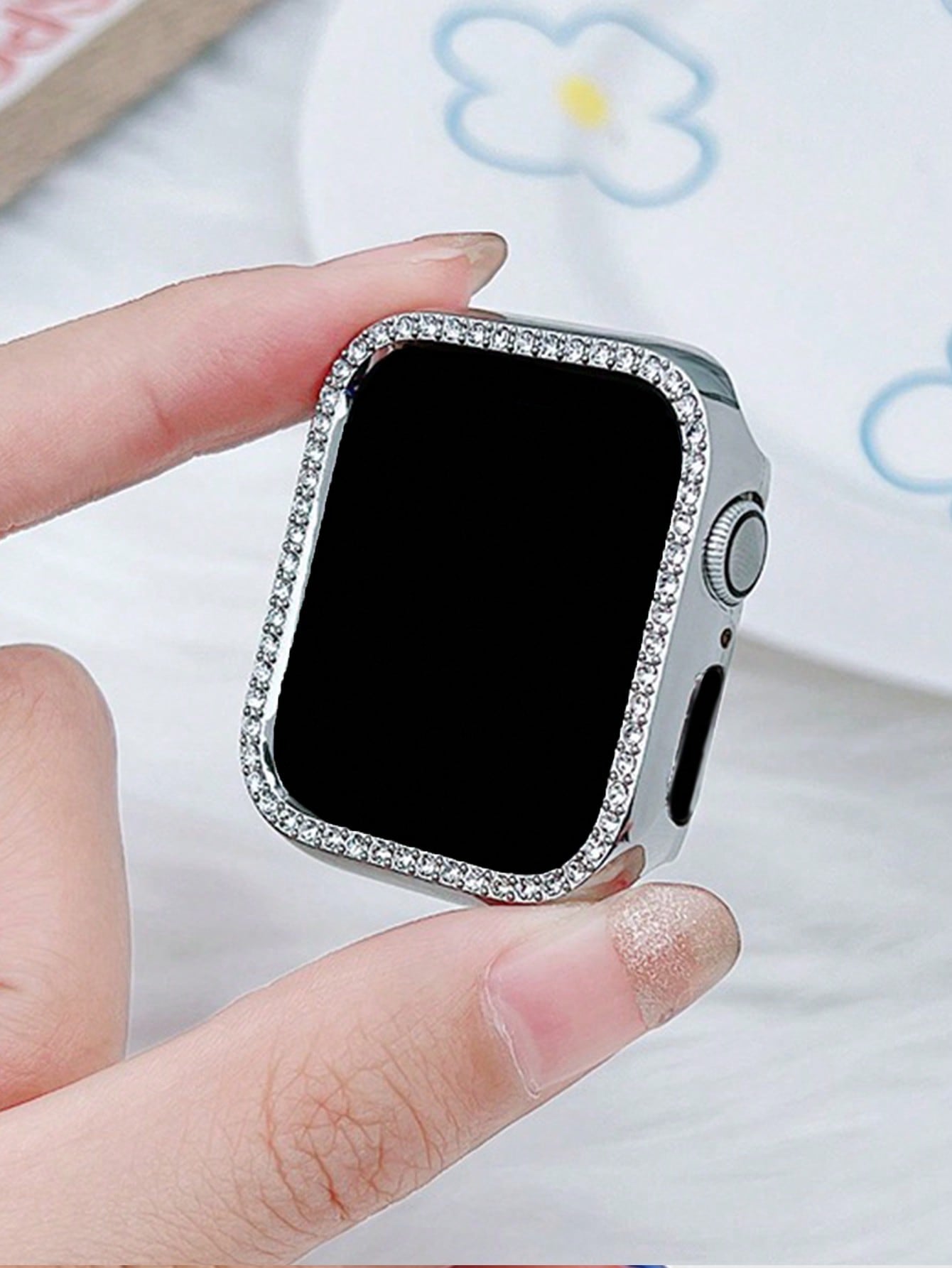 Rhinestone Decor Case Compatible With Apple Watch, Randomly With Or Without Button