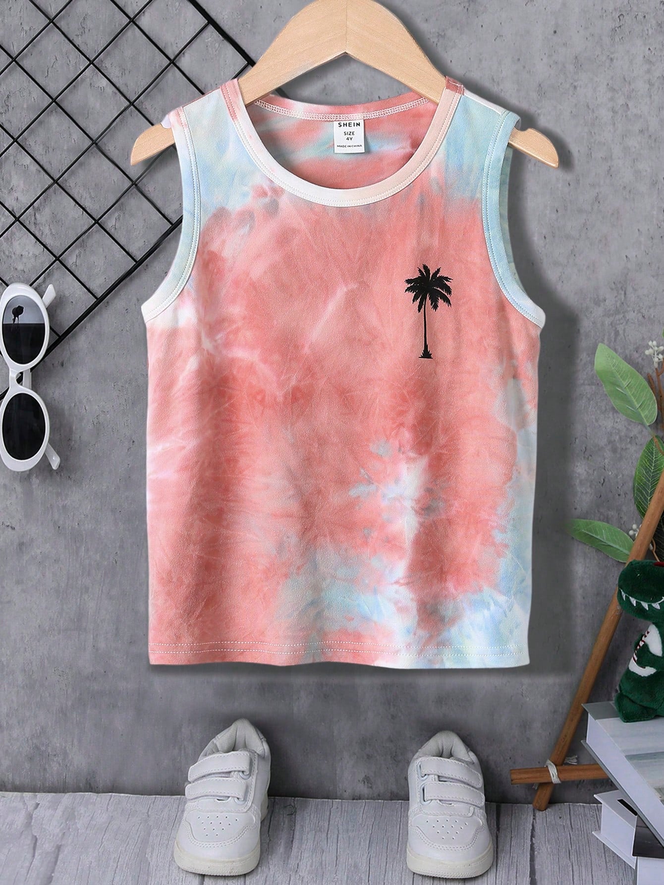 Young Boy Tie Dye Tropical Print Tank Top