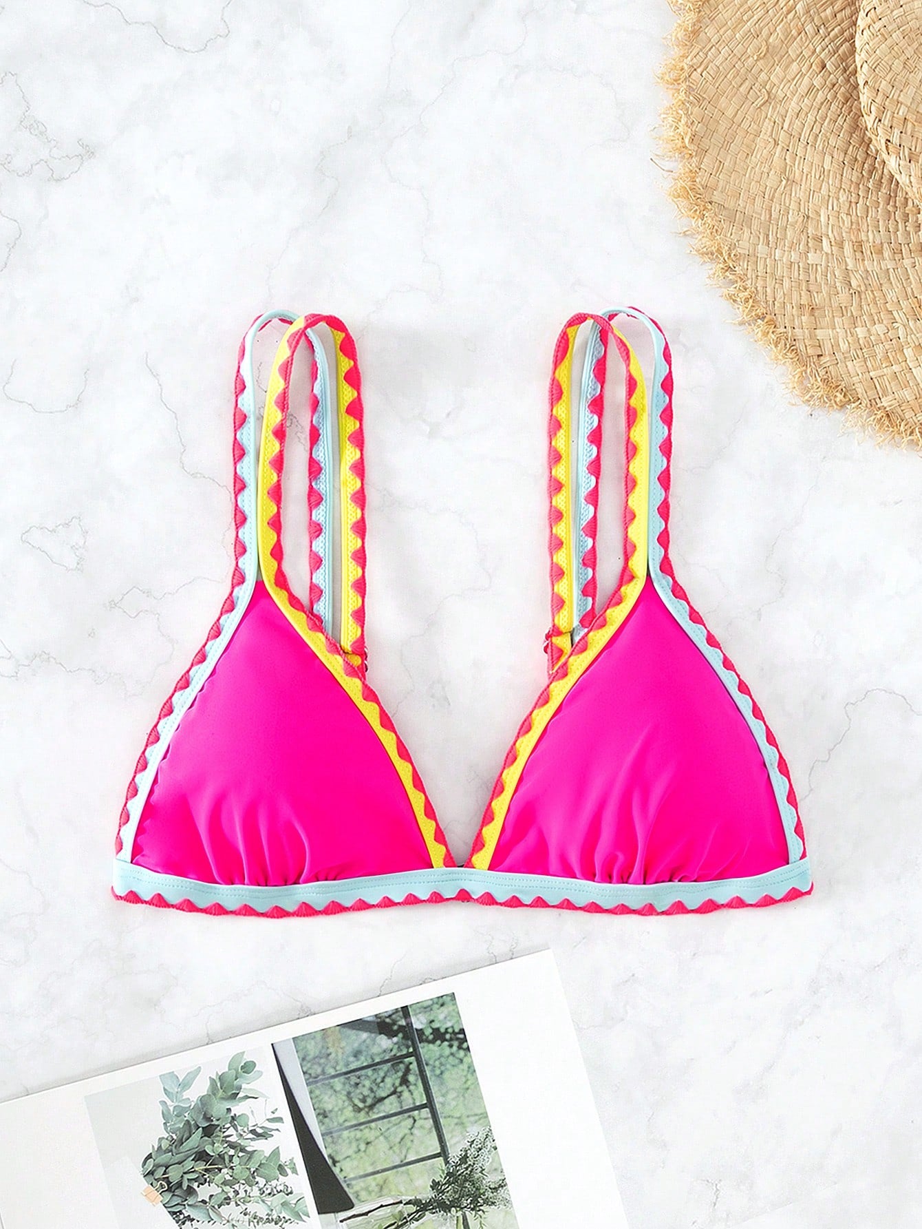 Summer Beach Colorblock Triangle Bikini Top