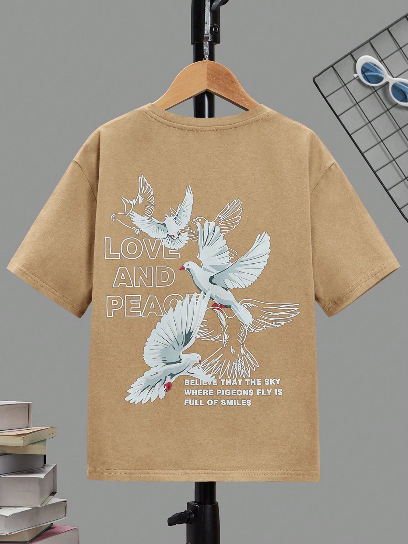 Tween Boy  Bird And Slogan Pattern Drop Shoulder T-Shirt, Casual And Suitable For Summer Daily Outfit