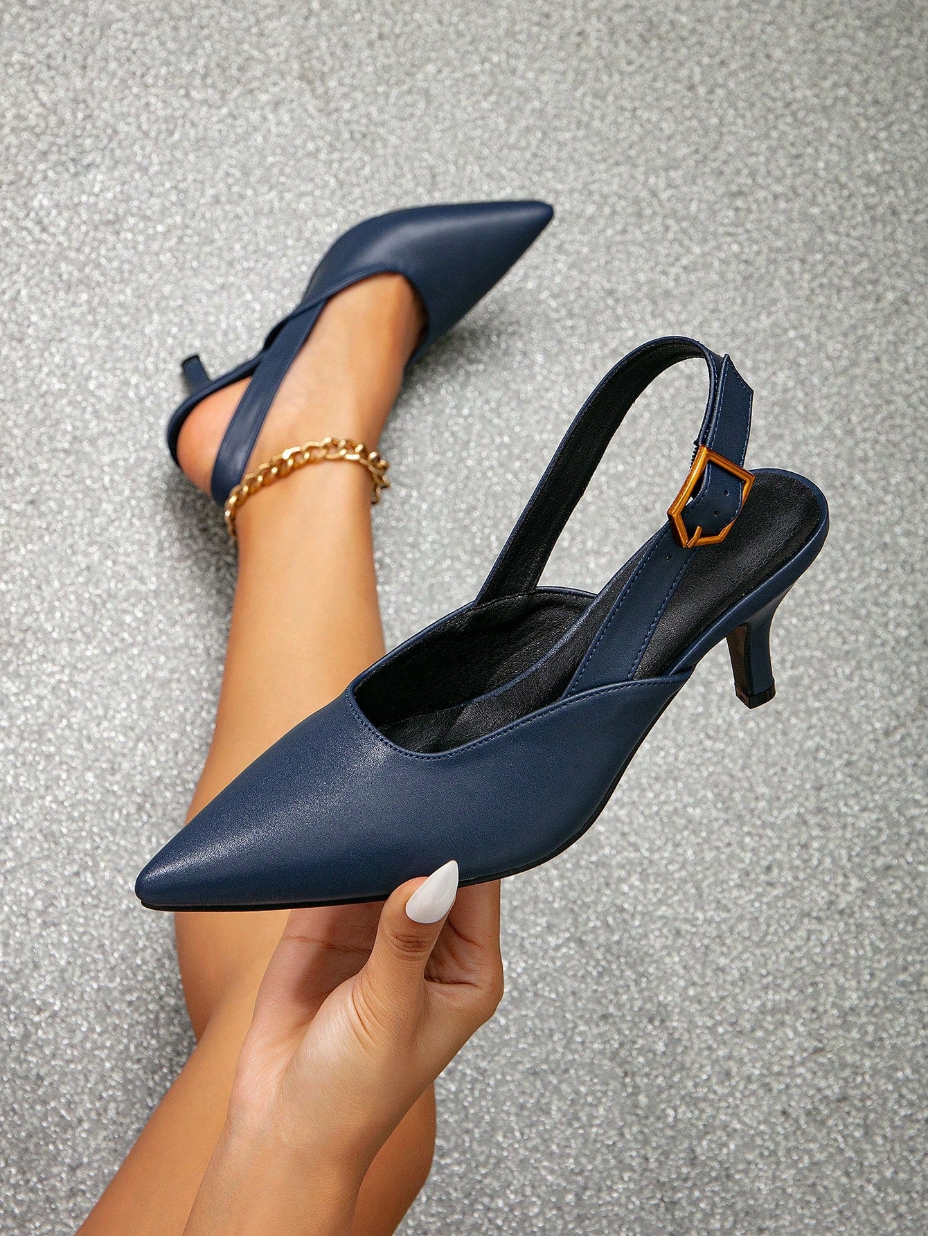 Women Minimalist Point Toe Stiletto Heeled Slingback Pumps, Fashion Outdoor Pumps