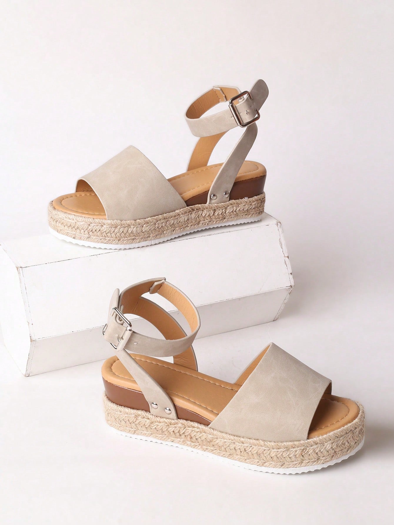 Women's Plus Size Outdoor Summer Wedge Sandals With Woven Bottom, Thick Platform And High Heels