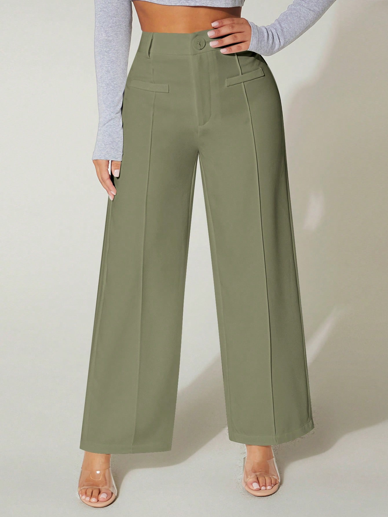 PETITE Solid Wide Leg Summer Pants