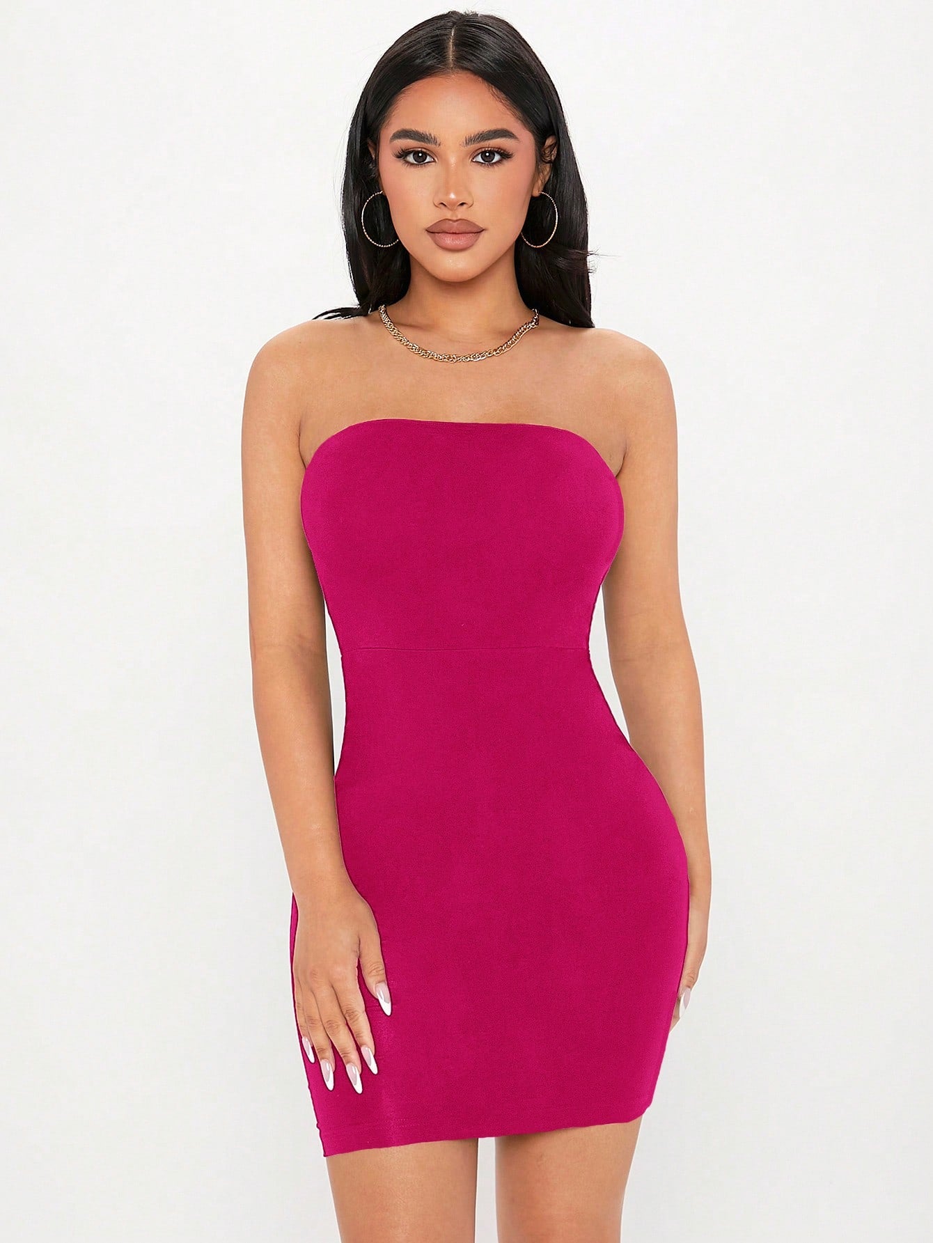 Solid Bodycon Tube Black Dress