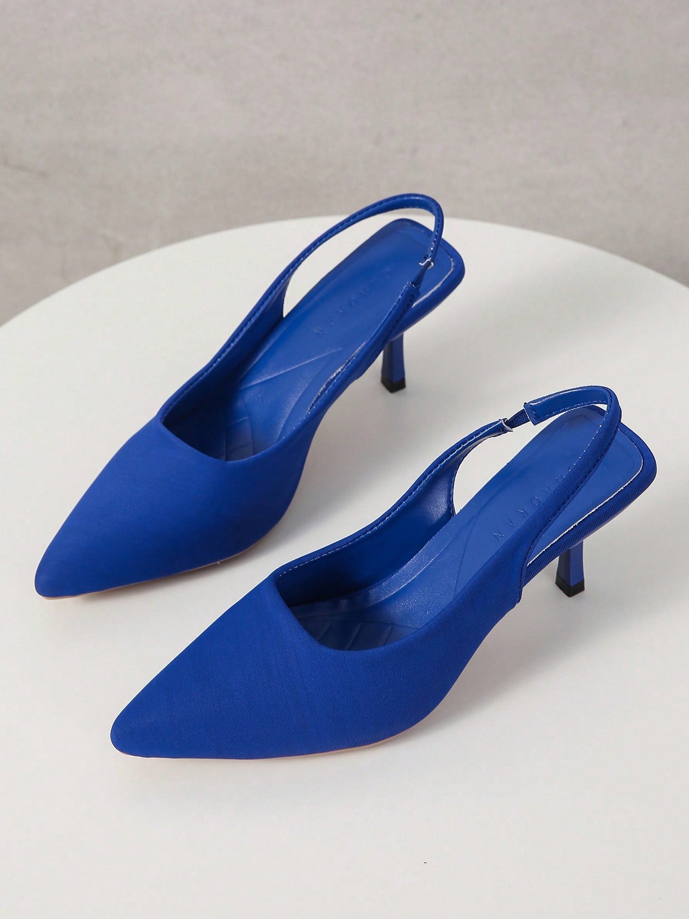 Women Minimalist Slingback Pumps, Lycra Point Toe Stiletto Heeled Funky Pumps