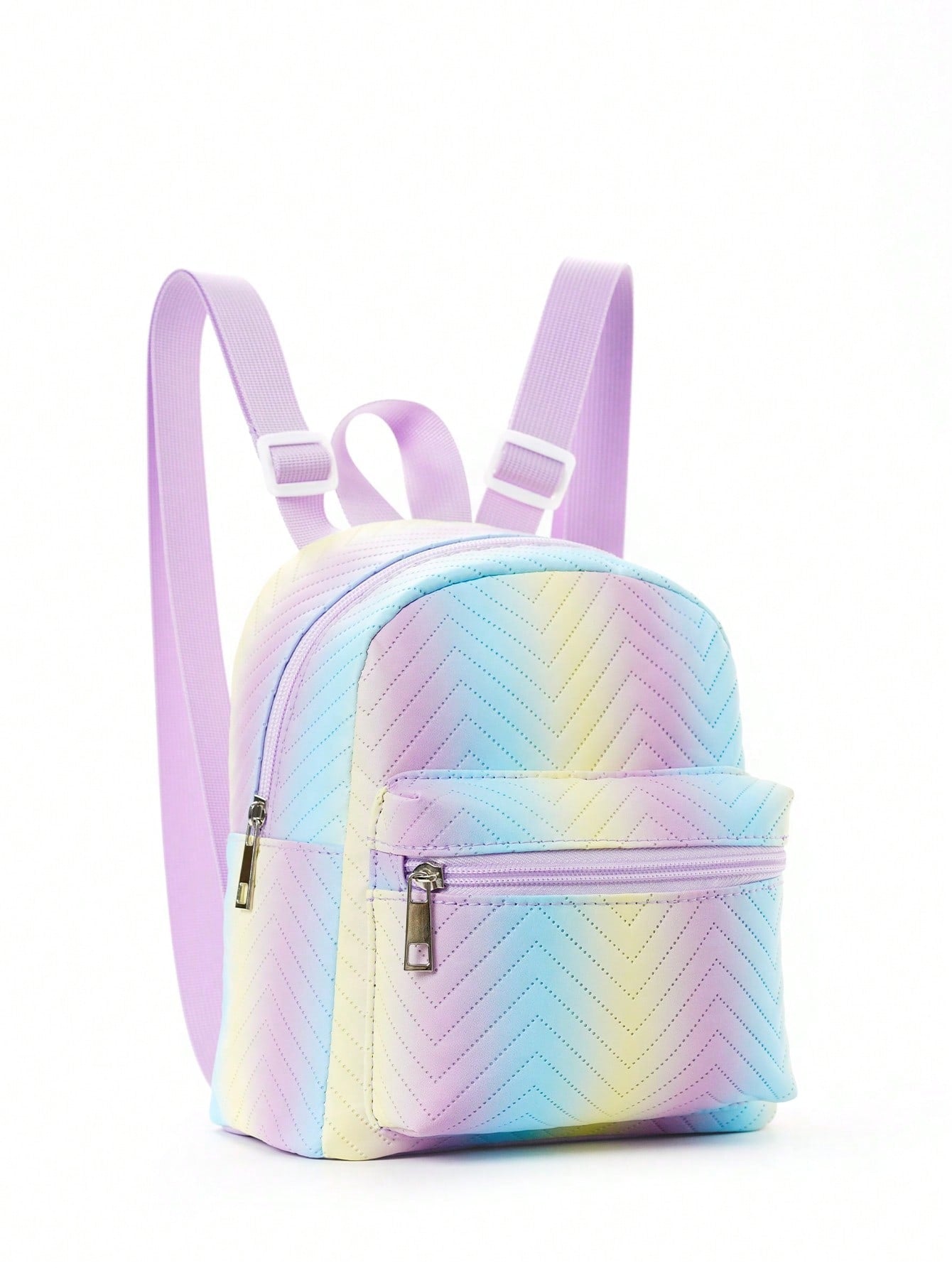 Girls Chevron Pattern Adjustable-strap Decor Zipper Classic Backpack