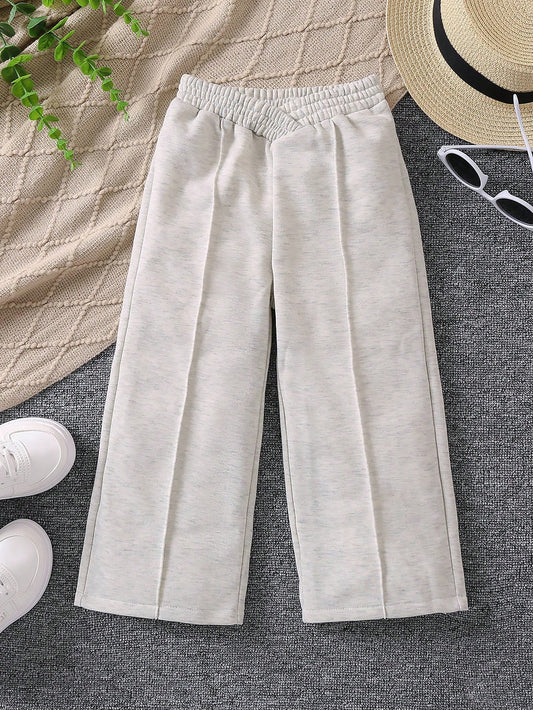 Young Girl Solid Seam Detail Asymmetric Waist Sweatpants