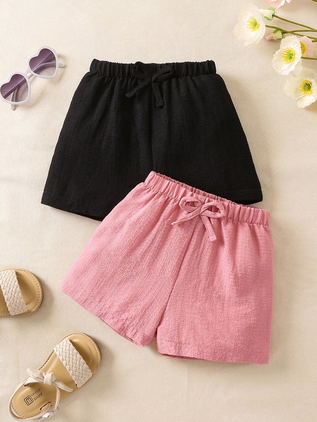 Young Girl 2pcs Bow Front Shorts