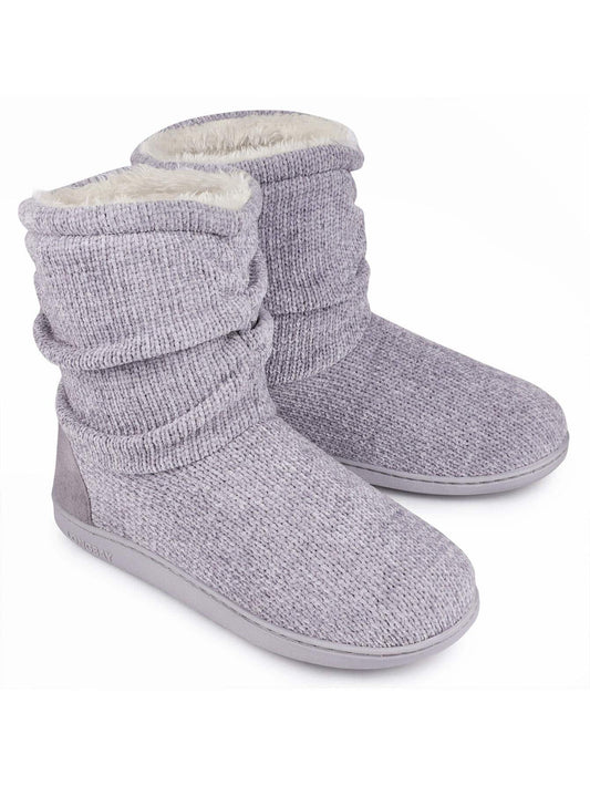 Women's Chenille Knit Bootie Slippers Cute Plush Fleece Memory Foam House Shoes